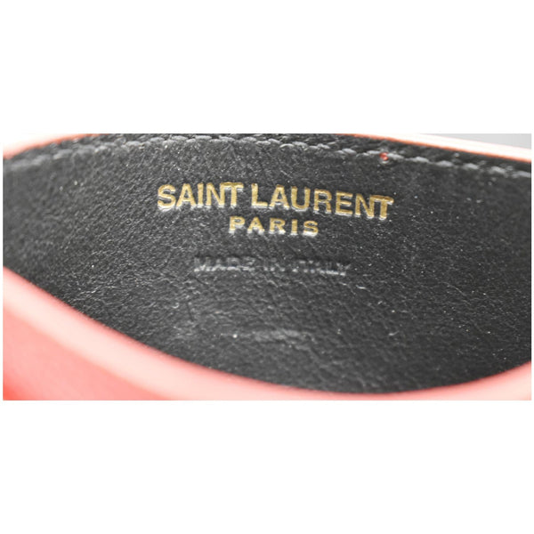 YVES SAINT LAURENT Monogram Grain Embossed Leather Card Case Red