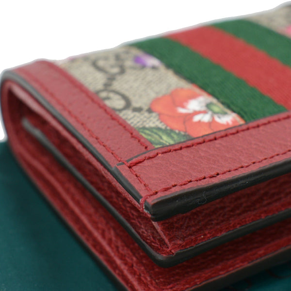 GUCCI Ophidia Flora GG Supreme Canvas Card Case Wallet Red