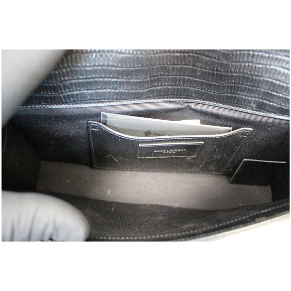 YVES SAINT LAURENT Classic Kate Monogram Tassel Embossed Leather Clutch Black