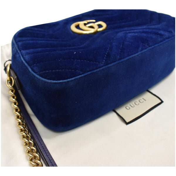 GUCCI GG Marmont Velvet Small Crossbody Bag Blue 447632