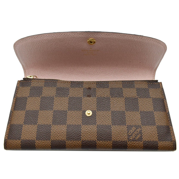 LOUIS VUITTON Emilie Damier Ebene Wallet Brown