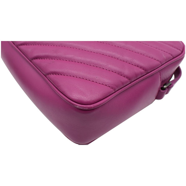 YVES SAINT LAURENT Lou Chevron Leather Camera Crossbody Bag Pink