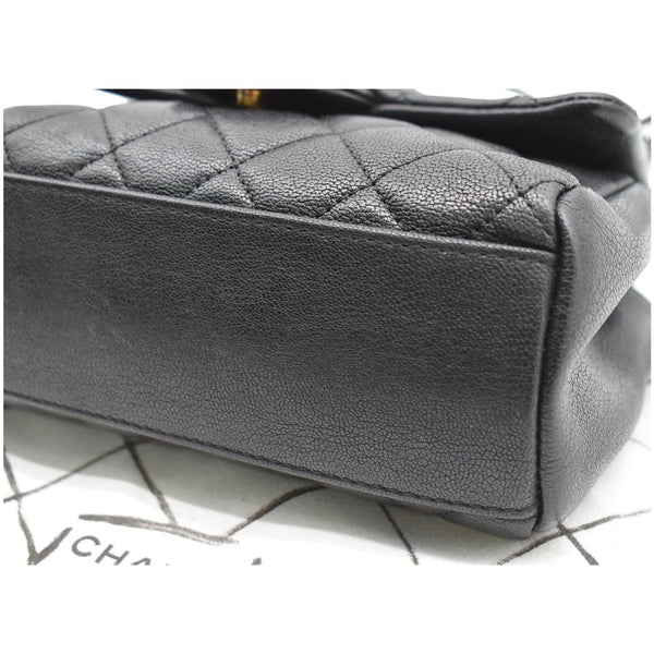 CHANEL Mini Trapezio Flap Quilted Sheepskin Leather Crossbody Bag Black