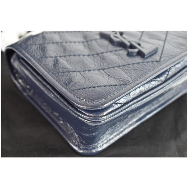 YVES SAINT LAURENT Niki Chain Wallet Leather Crossbody Bag Blue