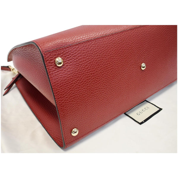 GUCCI Soho Disco Top Handle Pebbled Leather Shoulder Bag Red 607721