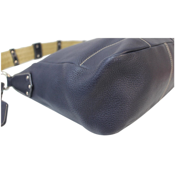 PRADA Milano Leather Shoulder Bag Navy Blue