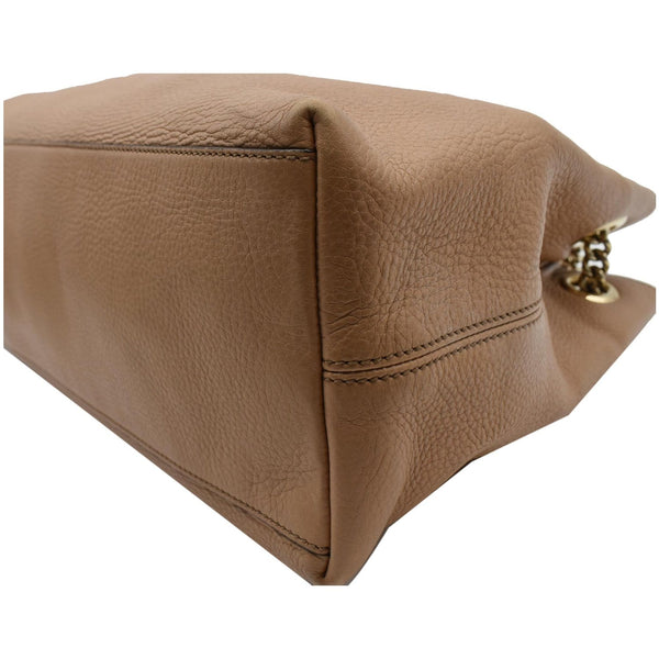 GUCCI Soho Pebbled Leather Chain Shoulder Bag 308982 Beige