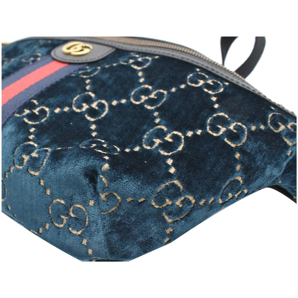 GUCCI GG Monogram Velvet Belt Bumbag Dark Blue 574968