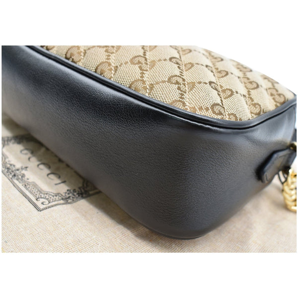 GUCCI GG Marmont Small Matelasse Canvas Leather Crossbody Bag Beige 447632