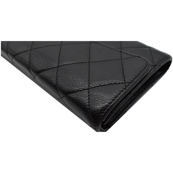 CHANEL Classic Flap Caviar Leather Card Holder Wallet Black