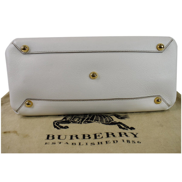 BURBERRY Banner Medium House Check Tote Bag White