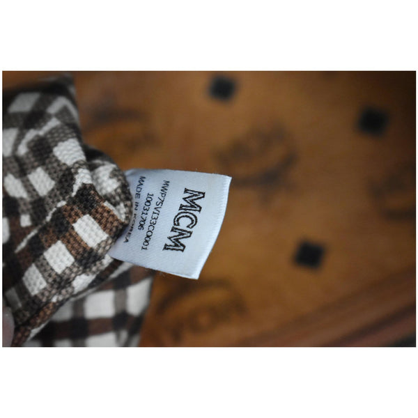 MCM Medium Anya Top Zip Visetos Canvas Shopper Tote Bag Cognac