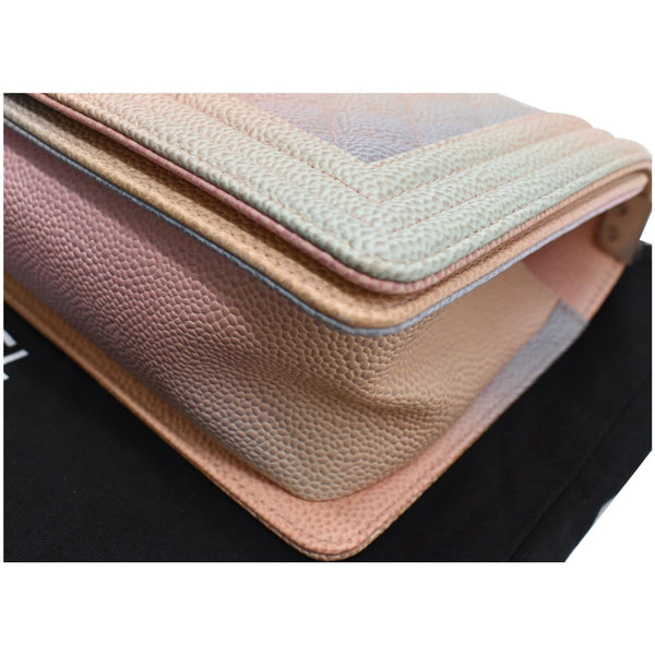 CHANEL Medium Rainbow Boy Flap Caviar Leather Shoulder Bag Multicolor