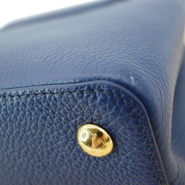 LOUIS VUITTON Capucines MM Taurillon Python Leather Satchel Bag Blue