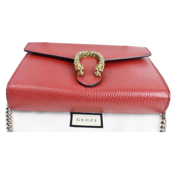 GUCCI Dionysus Mini Leather Crossbody Chain Wallet Red 401231
