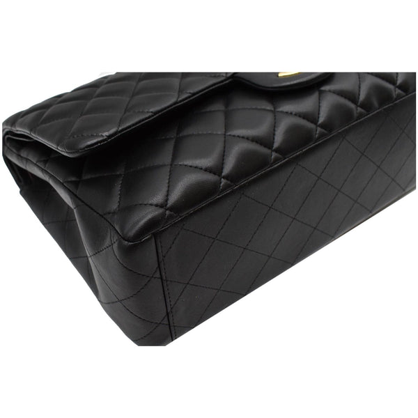 CHANEL Maxi Double Flap Lambskin Leather Shoulder Bag Black