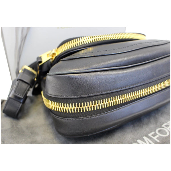 TOM FORD Jennifer Zip Medium Leather Shoulder Bag Black