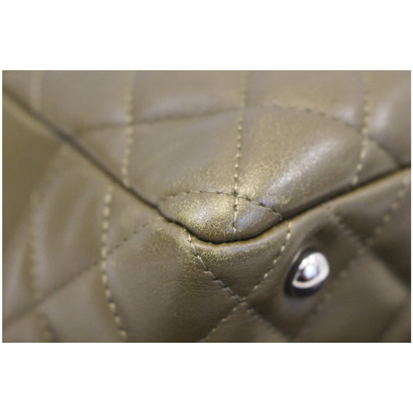 CHANEL Cambon Line Leather Shoulder Bag Dark Green