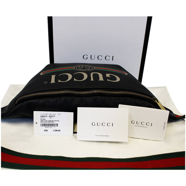 GUCCI Print Leather Black Belt Waist Bumbag Medium 530412