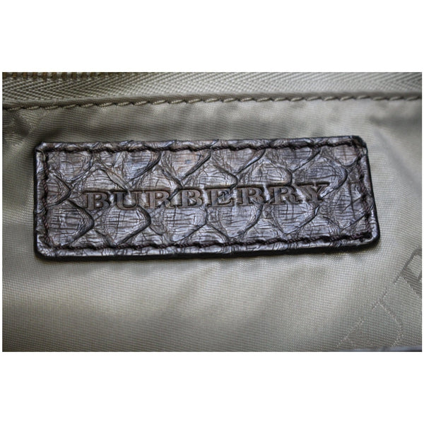 BURBERRY Large Python Leather Tote Shoulder Bag Brown