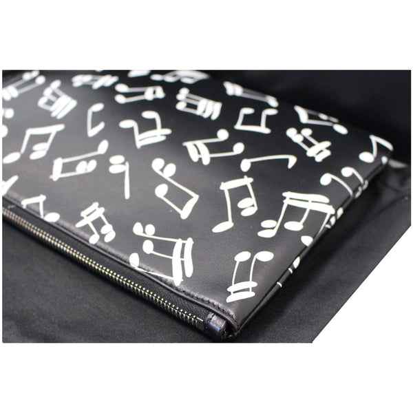 YVES SAINT LAURENT Calfskin Musical Notes Zip Pouch Black - Last Call