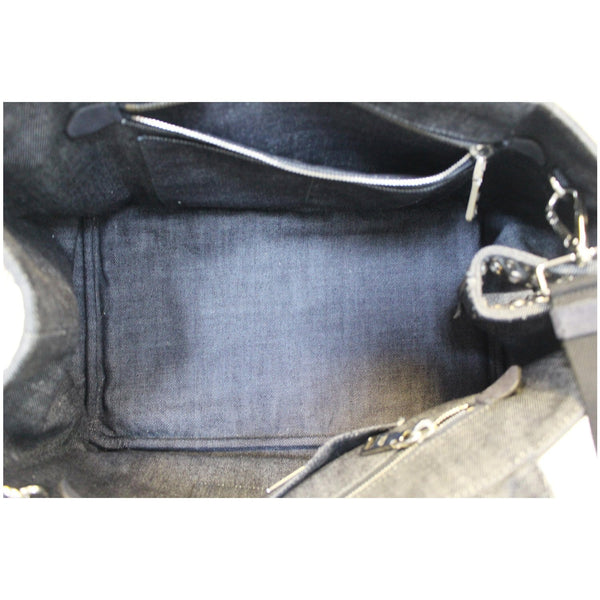 Prada Canapa Jeweled 2way Tote Bag in Denim-interior view