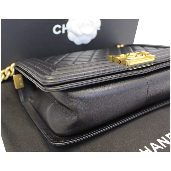 used Chanel Le Boy Medium Flap Bag Caviar Leather Black