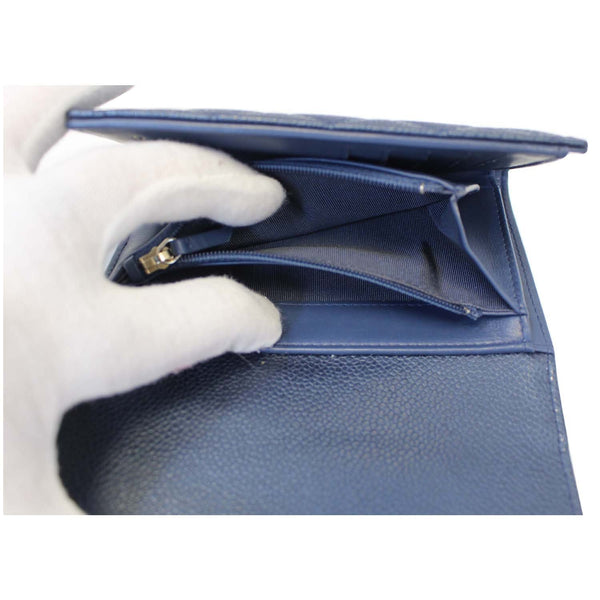CHANEL Classic Flap Caviar Leather Wallet Navy Blue-US