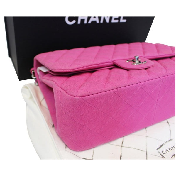 CHANEL Jumbo Double Flap Caviar Quilted Shoulder bag Pink