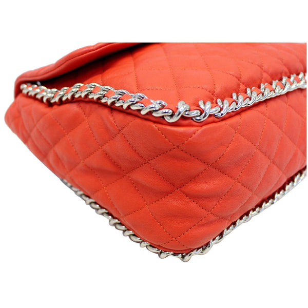 CHANEL Maxi Chain Around Quilted Leather Flap Shoulder Bag Red