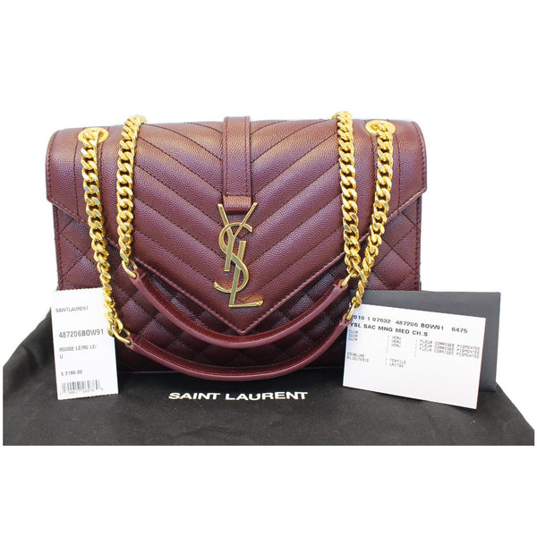 YVES Saint Laurent Envelope Medium Chain Shoulder Bag Burgundy