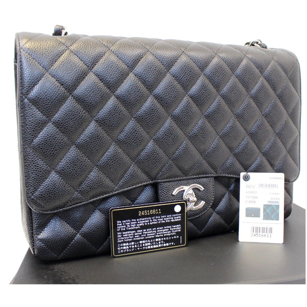 CHANEL Classic Maxi Jumbo Double Flap Caviar Leather Shoulder Bag-US