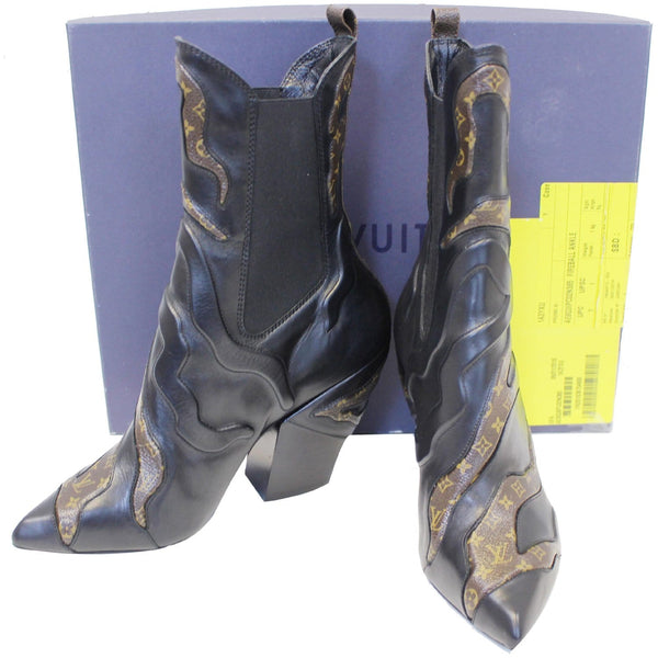 Louis Vuitton Fireball Leather Monogram Boots Front