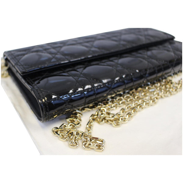 CHRISTIAN DIOR Lady Dior Croisiere Cannage Lambskin Chain Wallet Black-US