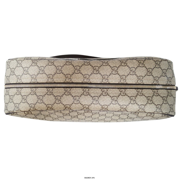 GUCCI Men's Beige/Ebony GG Plus Coated Canvas Messenger Crossbody Bag-US