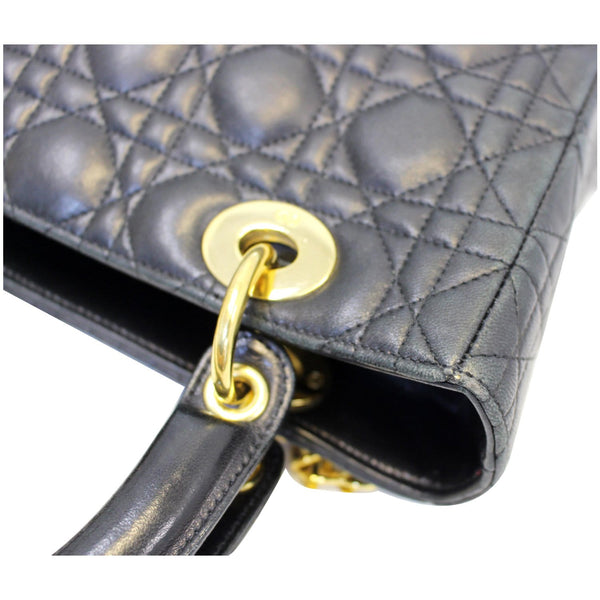 CHRISTIAN DIOR Mini Lady Dior Lambskin Cannage Satchel Bag Black-US