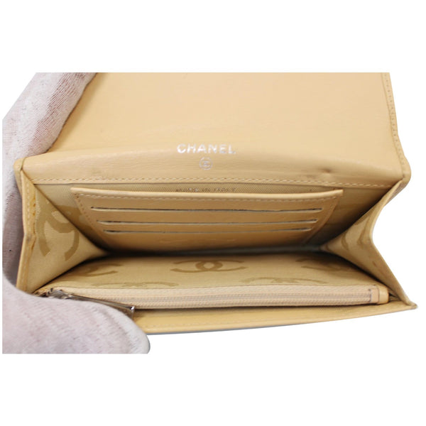 Chanel Cambon Flap Calfskin Quilted Wallet Beige inside view