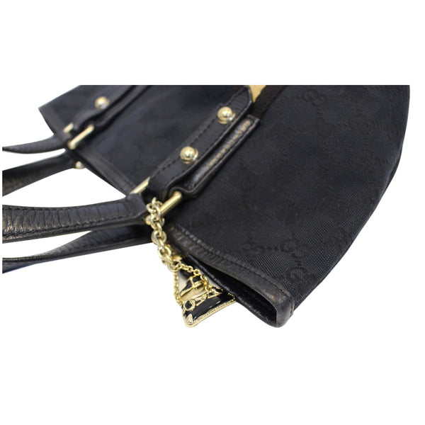 GUCCI Black GG Canvas Jolicoeur Yellow Stripe Small Tote Bag-US