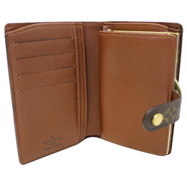 LOUIS VUITTON French Kisslock Monogram Canvas Wallet Brown