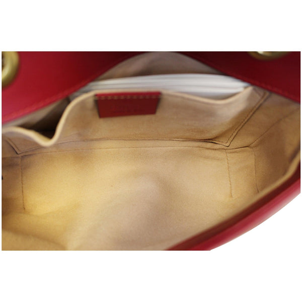 GUCCI GG Marmont Mini Leather Shoulder Crossbody Bag Red 446744