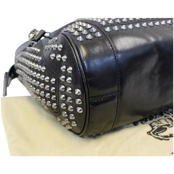 BURBERRY Studded Leather Satchel Shoulder Bag Black-US