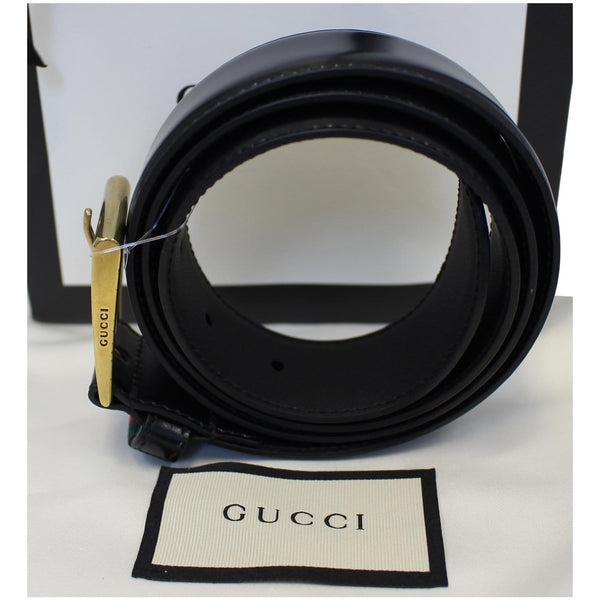 GUCCI Web Leather Belt Black 495125 Size 36-US