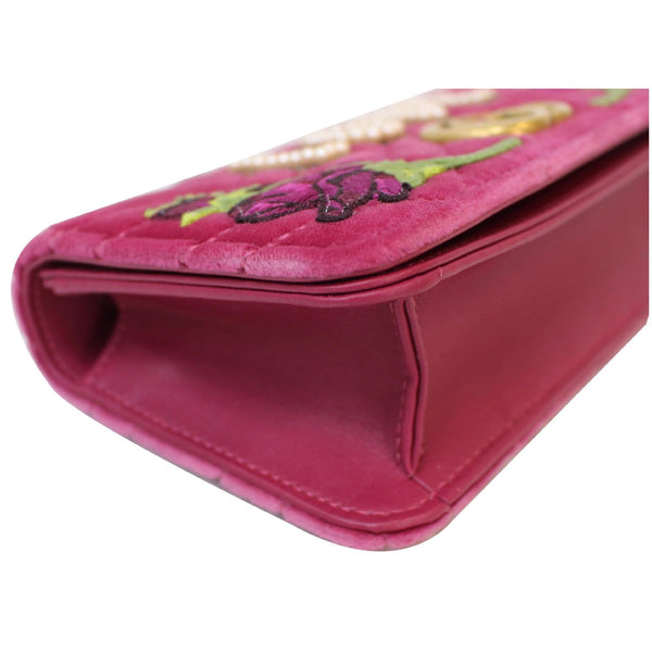 GUCCI Marmont Velvet Love Mini Pearl Embroidered Shoulder Bag Pink