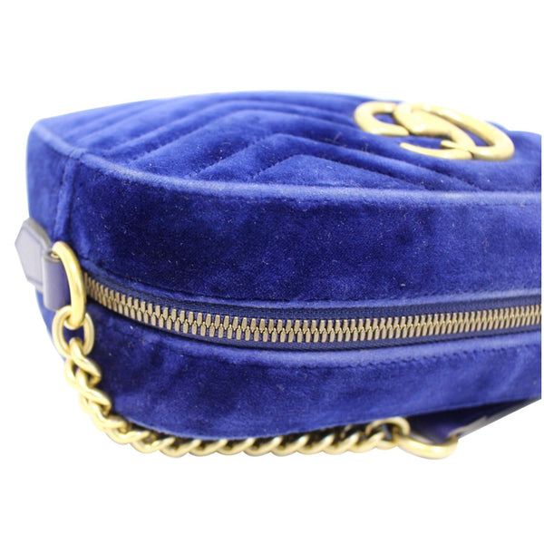 GUCCI GG Marmont Velvet Small Crossbody Bag Blue