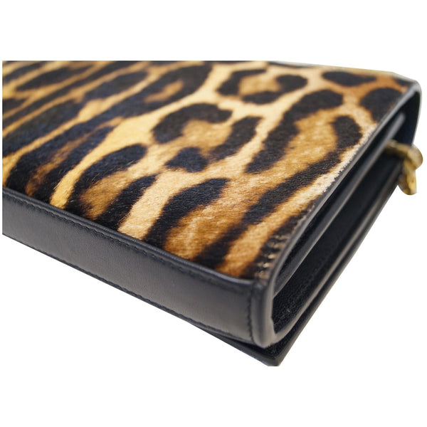 YVES SAINT LAURENT Kate Monogramme Leopard Print Shoulder Bag Black