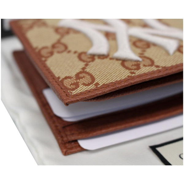 GUCCI NY New York Yankees Patch GG Canvas Bifold Wallet Brown 547787