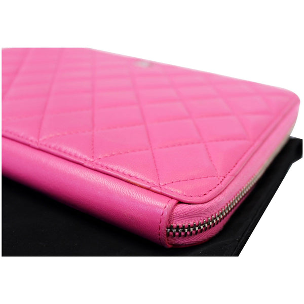 CHANEL Zip Around Lambskin Leather Large Organizer Wallet Pink