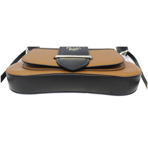 PRADA Sidonie Calf Leather Shoulder Bag Brown/Black 1BD168