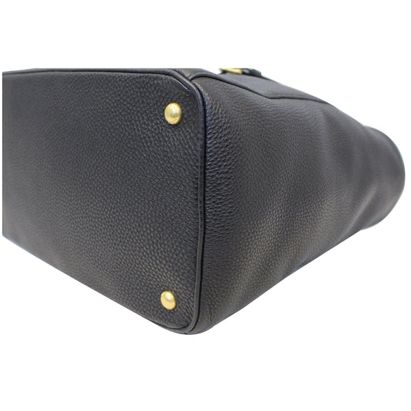 PRADA Vitello Daino Leather Shopping Tote Bag Black