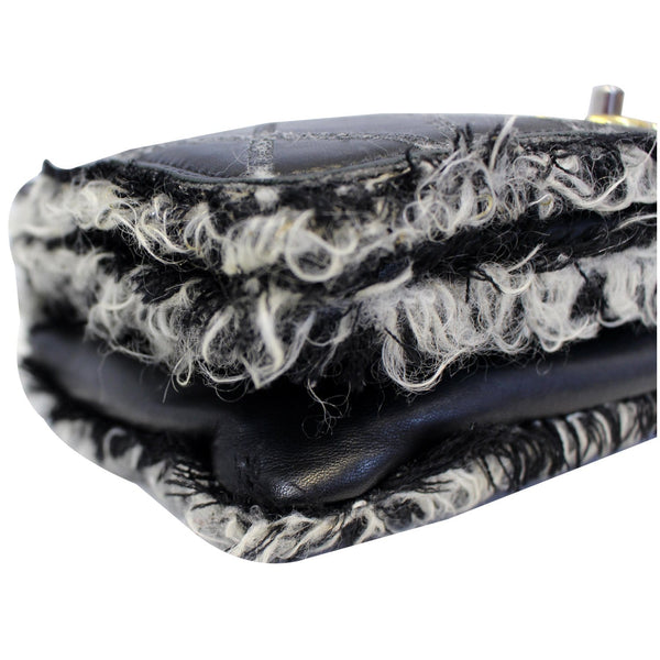 CHANEL Tweed Lambskin Leather Flap Bag Black